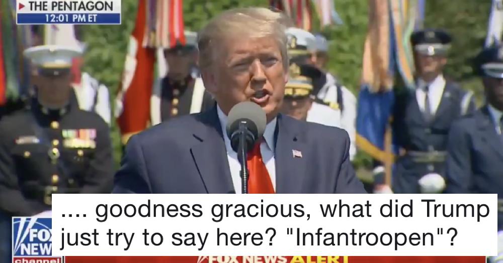 ThePoke's tweet photo. Donald Trump’s invented a whole new word – 5 favourite responses #Infantroopen
https://t.co/NTvk1bmGwl https://t.co/jIt7wijlnL