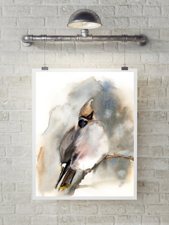 Waxwing Fine Art Print, Waxwing Bird Loose Style Watercolor Painting Art, Bird Wall Art Print #WaxwingArtPrint #BirdArtPrint 
$18.00
➤ tinyurl.com/yyl9ozgw