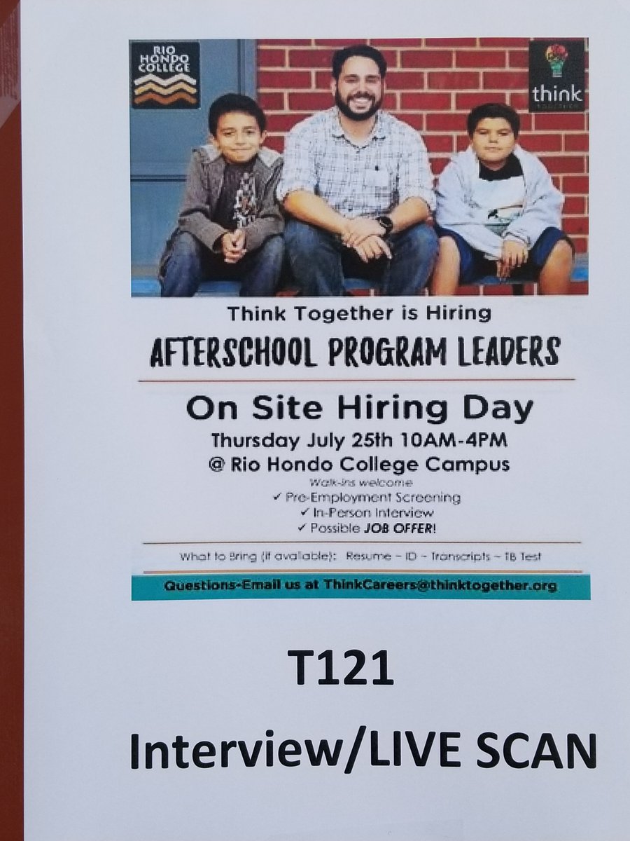 cteteach_rhc's tweet image. #RioHondoCollege students interviewed for #afterschool #programleaders jobs during our On Site Hiring Day in partnership with #THINKTogether. Congratulations to the 13 students who passed the exam, interview and were live scanned on the spot!
#strongworkforce #futureteachers