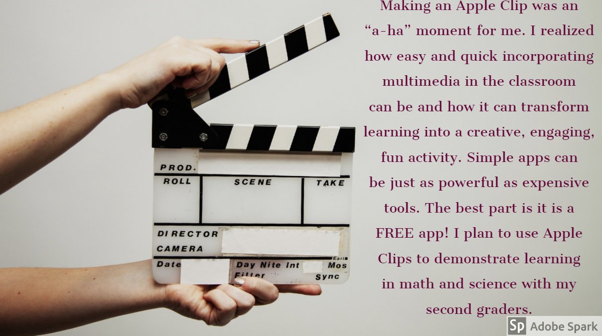 MrsWilsonMRE's tweet photo. #multimediafsu I used to think Multimedia would be too expensive and my school lacked the resources, or my students were too young. Apple Clips and this course changed my thinking! https://t.co/jmkhxFJyUH