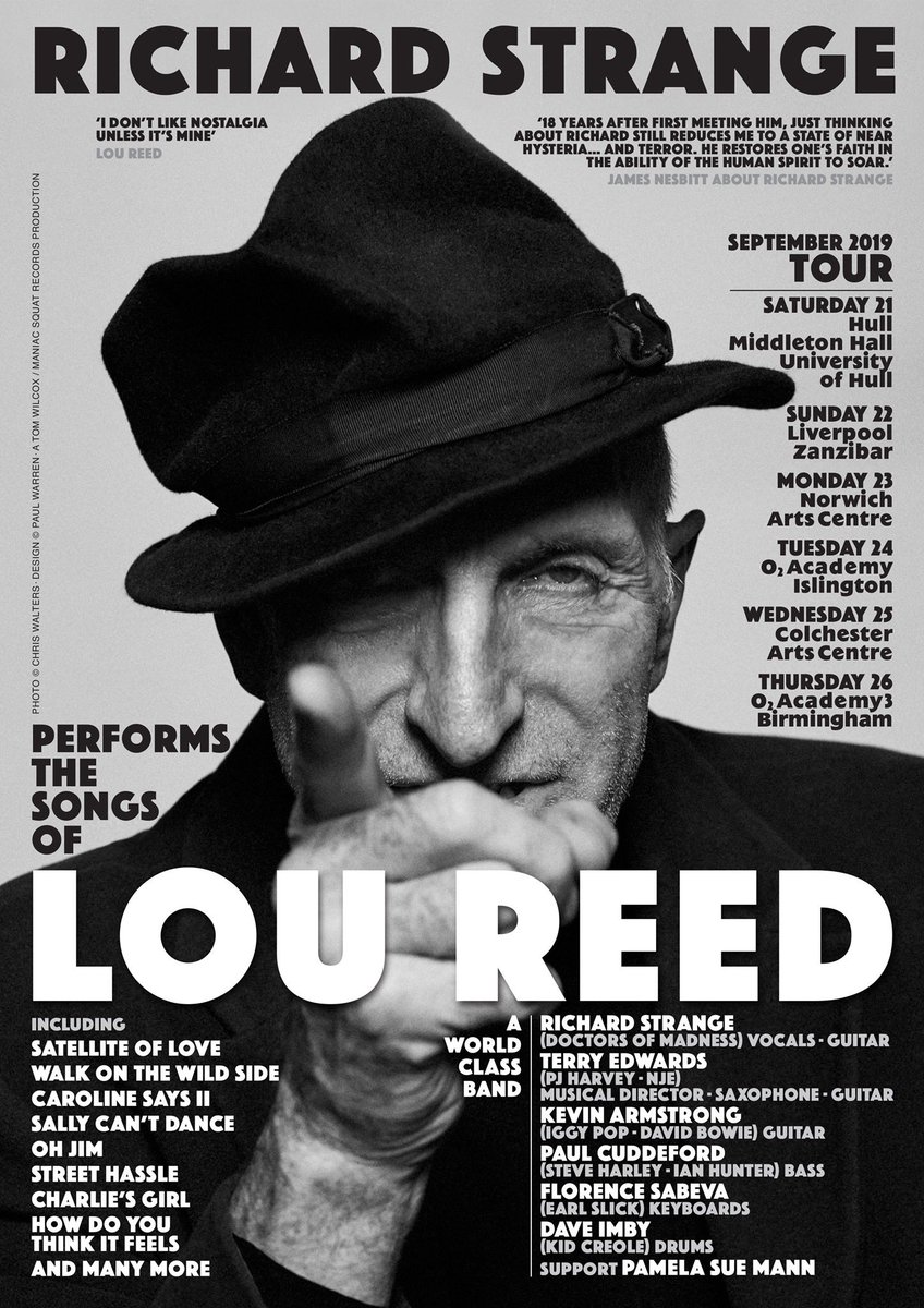 ‼️INCOMING‼️
Richard Strange Performs The Songs of Lou Reed... touring across the country this September 🎶🔜☑️
•
#LouReed
#RichardStrange
#OnTour
#September
#Gigs
#HullGigs
#LiveMusicLiverpool
#GigsNorwich
#ColchesterArtsCentre
#02AcademyIslington
#02AcademyBirmingham