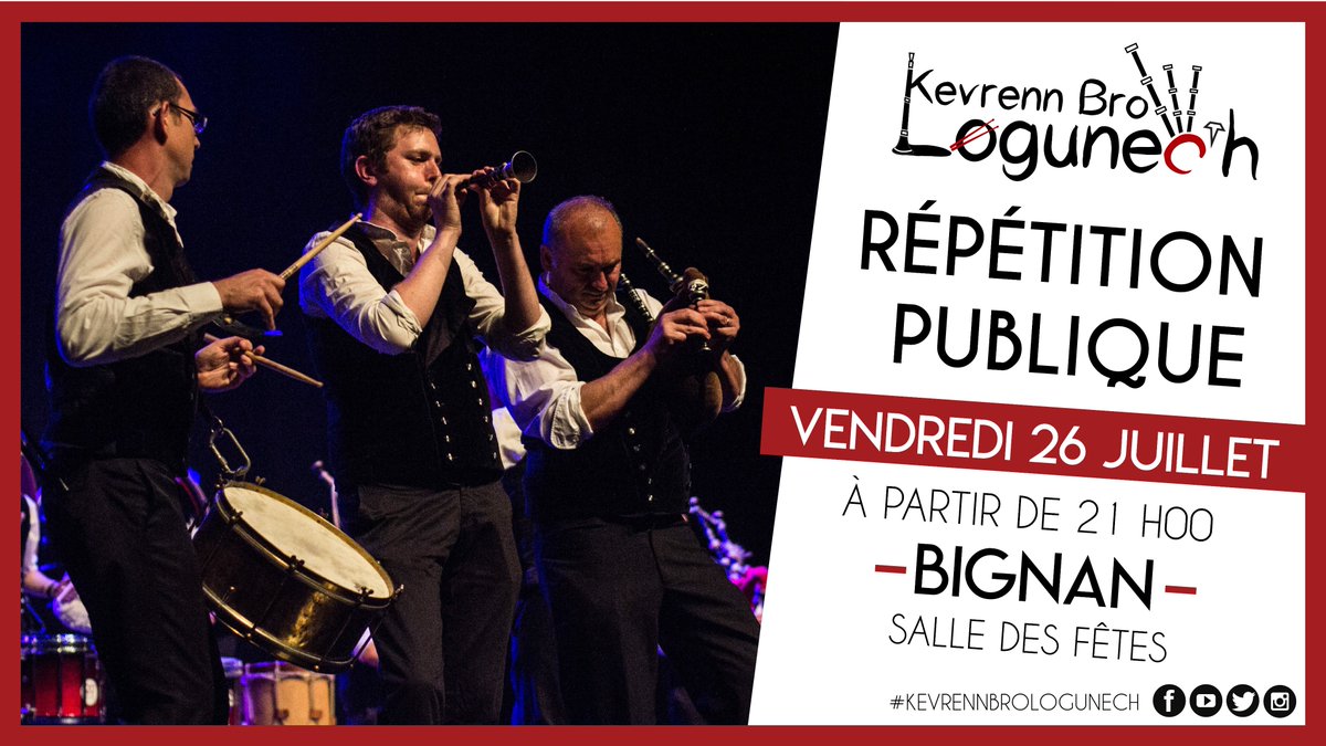 A toute à l'heure pour notre dernière répétition publique avant le concours des bagadoù de 3eme catégorie qui aura lieu demain😉#concours #bagad #sonerion #kevrennbrologunech #bretagne #quimper #breizh #musique