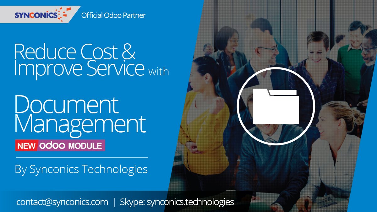 Reduce #cost &amp; improve #service with #Odoo #Document #Management (#DMS) #App by <a href="/Synconics/">Synconics Technologies</a>
Buy
#backend : bit.ly/2K1GMJN?utm_so… 
#Website : bit.ly/2wEDun7 
E: contact@synconics.com
Skype: synconics.technologies
#Business #Software #BusinessIntelligence #OpenSource #ERP