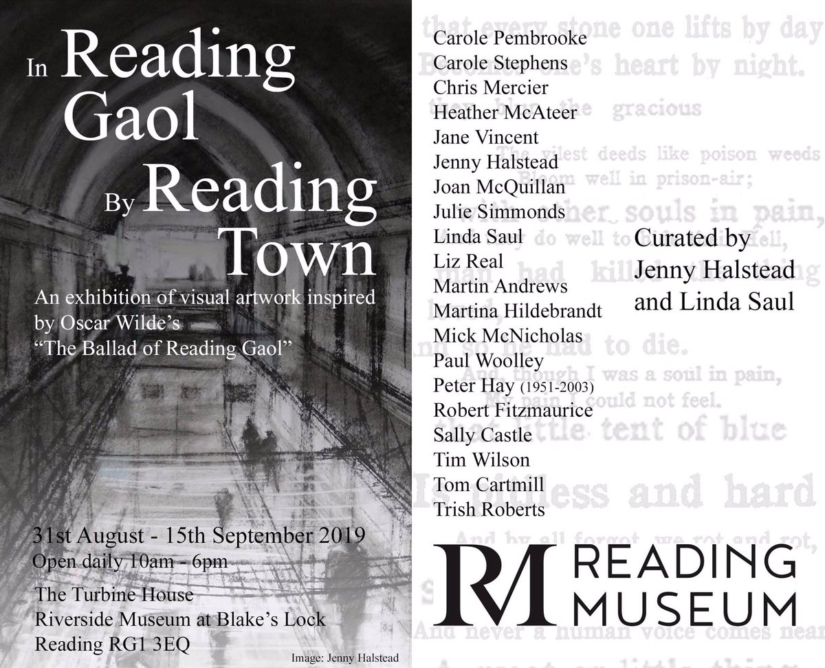 ReadingGaolHug's tweet photo. An exhibition of artwork inspired by #OscarWilde’s “Ballad of Reading Gaol” will be held in Reading 31Aug -15Sep 2019.
#InReadingGaol #SaveReadingGaol
Artists include @JulieSimmonds1 @studiofitz @LizReal1 @TomCartmill @mick_mcnicholas @mercier_chris @HeatherMcAteer2 @lindamsaul https://t.co/lepLWPFZtx