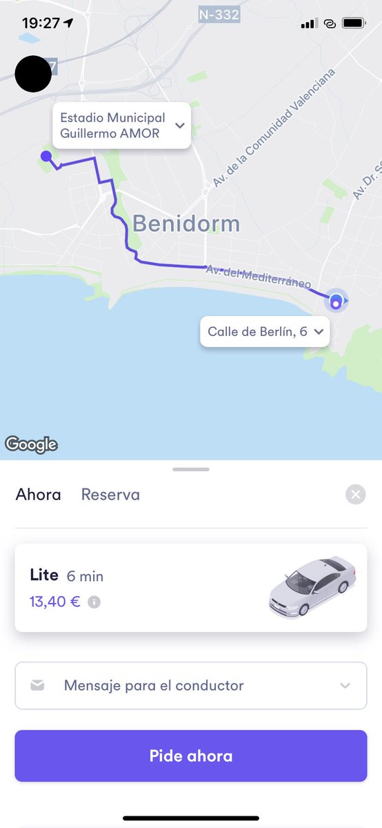 Señores de <a href="/cabify_espana/">Cabify España</a> porque me mandáis un mail poniéndome que a 3,50 el viaje y me sale a 13,40??? Estoy en BENIDORM!!