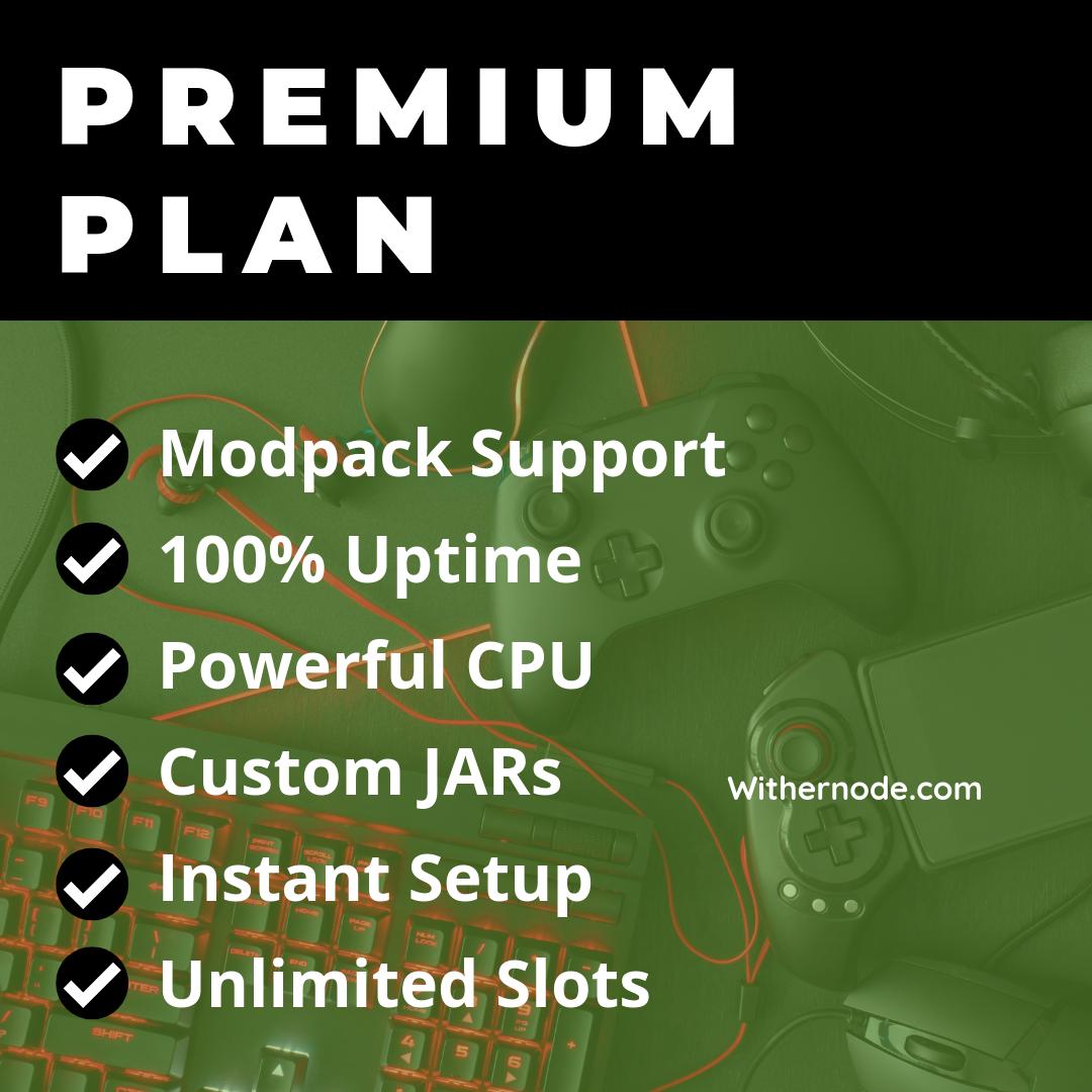 WitherNode's tweet image. Premium plans have more CPU power, faster RAM and less Minecraft servers per node. 👍

 Use promo code 50offnewservers during checkout to get 50% off your first month! bit.ly/2M93m4Q #minecrafter #minecrafting #players