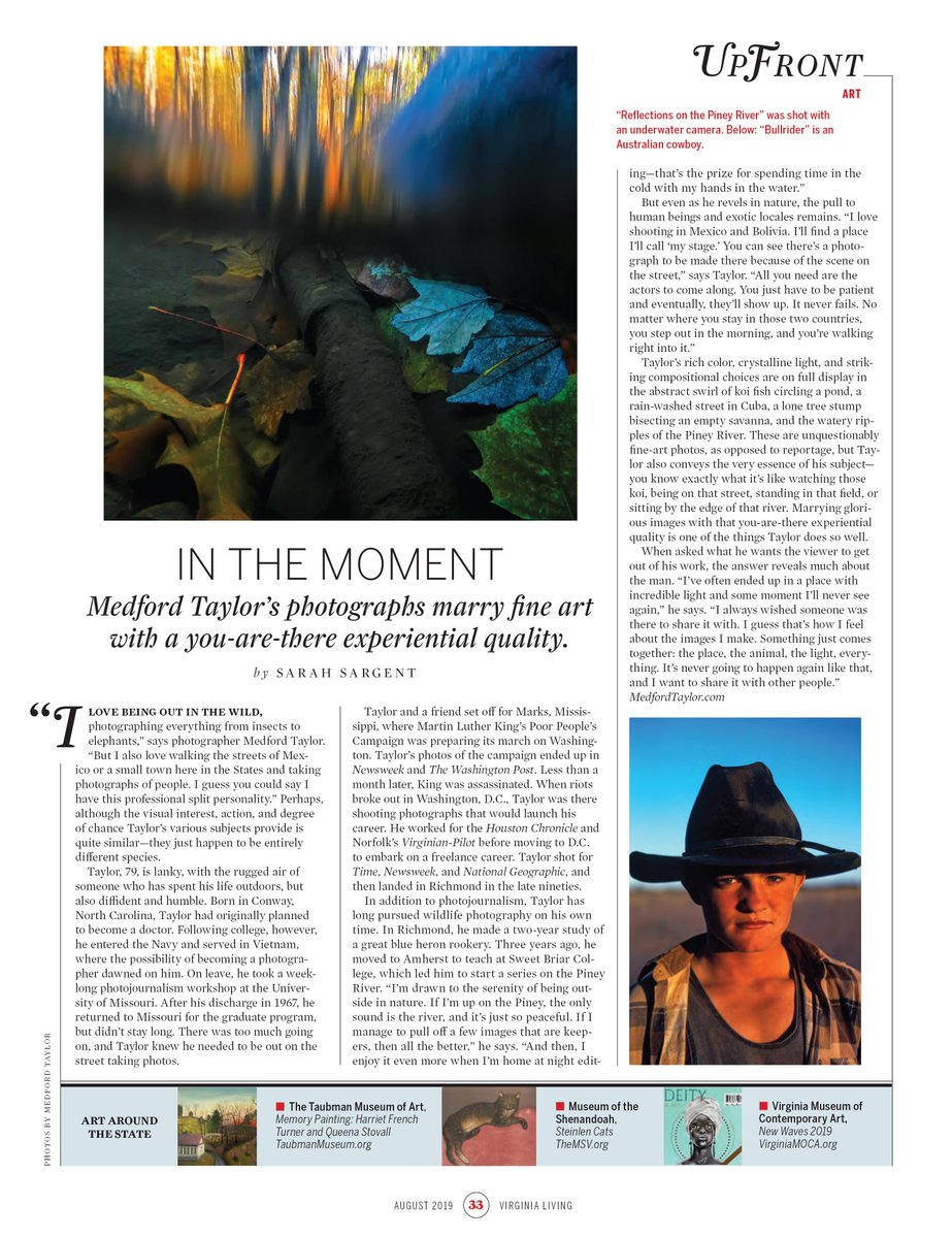 Thanks to @VirginiaLiving for a wonderful article on #SweetBriarCollege professor & @NatGeo photographer @MedfordTaylor!