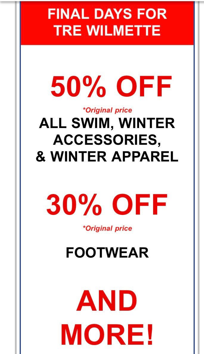 TheRunnersEdge's tweet photo. Last day of the retirement sale in wilmette is Sunday! Don’t miss out on the great deals!! #wilmette @plazadellago #runchicago https://t.co/bfqTVDqgCw