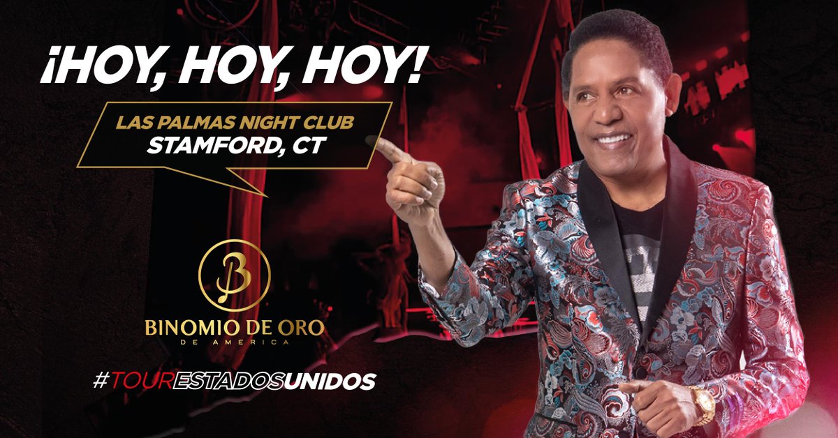 Esta noche estaremos en Las Palmas Night Club - Stamford, CT🥳🤩

¡Te esperamos para parrandear con nuestros grandes éxitos!💃🕺

#BinomistasenEEUU #NochedeBinomio #ViernesBinomista #Viernesdeéxitos