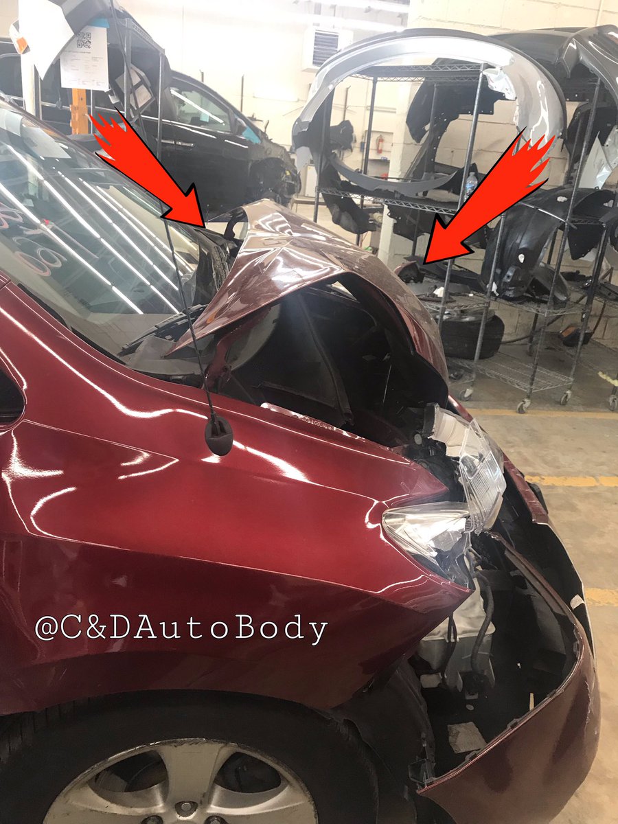 CnDAutoBody's tweet photo. Did you know? When you get into a big accident your hood is made to crumble. There are safety stops on a hood and collapse zones to prevent intrusion into the windshield during a front collision. #Engineering #blowmymind #FridayThoughts #FunFactFriday https://t.co/FLhLS44WbC