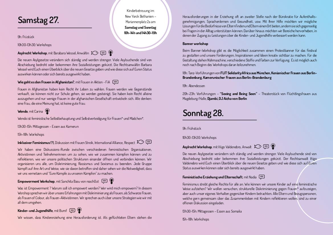 women_in_exile's tweet photo. Saturday we will have a full day, 6 workshops, childcare, eating together, stage, dancing, DJ, theater ... #BuildingBridges2019 #festival #Berlin https://t.co/XSaAIKnuU6