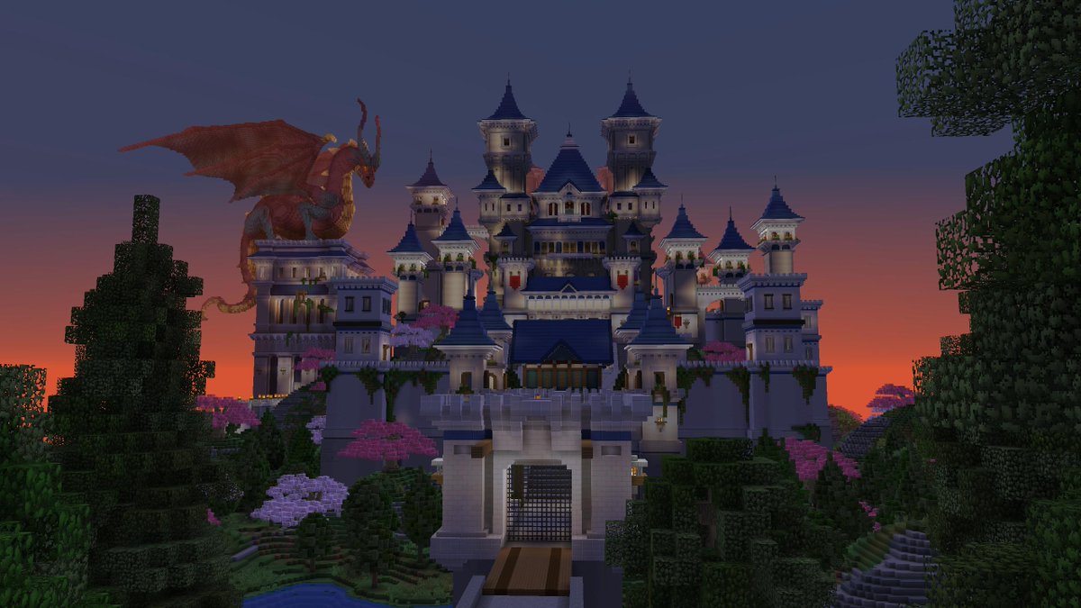 Craftological's tweet image. Here are some in-game screenshots of "The Royal Kingdom" castle and surroundings designed by the @ProjectOreville team - It's available for download on the #Minecraft Marketplace! All support is greatly appreciated 😎 marketplace.oreville.net/TRK/Map