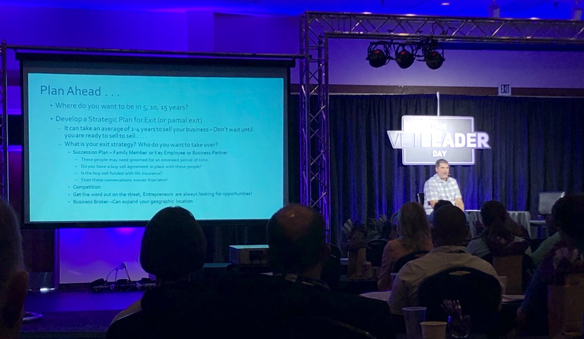 VetLeader1Day's tweet photo. “How do you plan to exit your business? Is it a key employee, a competitor, a family member? These are important things to have in your #successionplan. Start selling before you’re ready to sell.” - Jason Mayers, MPIRE Companies #vetleader1day #businessfinance #Entrepreneurship https://t.co/dzXjKc67s0
