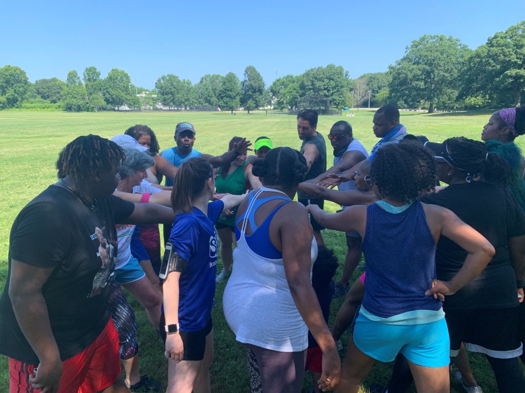 TheDimockCenter's tweet photo. PSA: tomorrow's #Road2Wellness5K training is happening at Madison Park High School Outdoor Track (near Whittier Street). We start at 9 am sharp; join us and our partners @HoodfitMa and @BAA for community and a fun workout! #running #Roxbury https://t.co/KMi9wScMNH