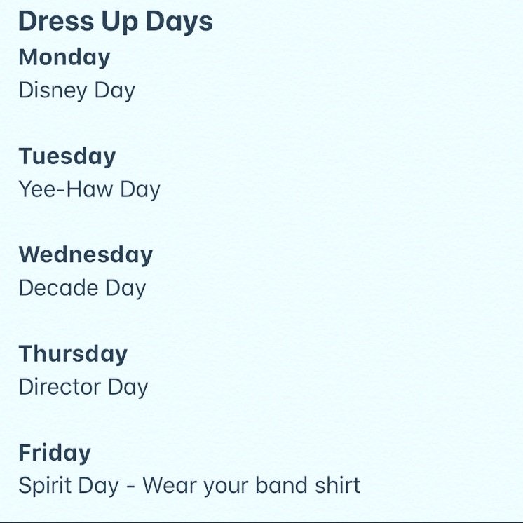 <a href="/band_fpc/">FPC Band</a> <a href="/FPCHSBand/">FPC Band</a> Don't forget your Band Camp dress up days. Don't forget to HYDRATE too!
