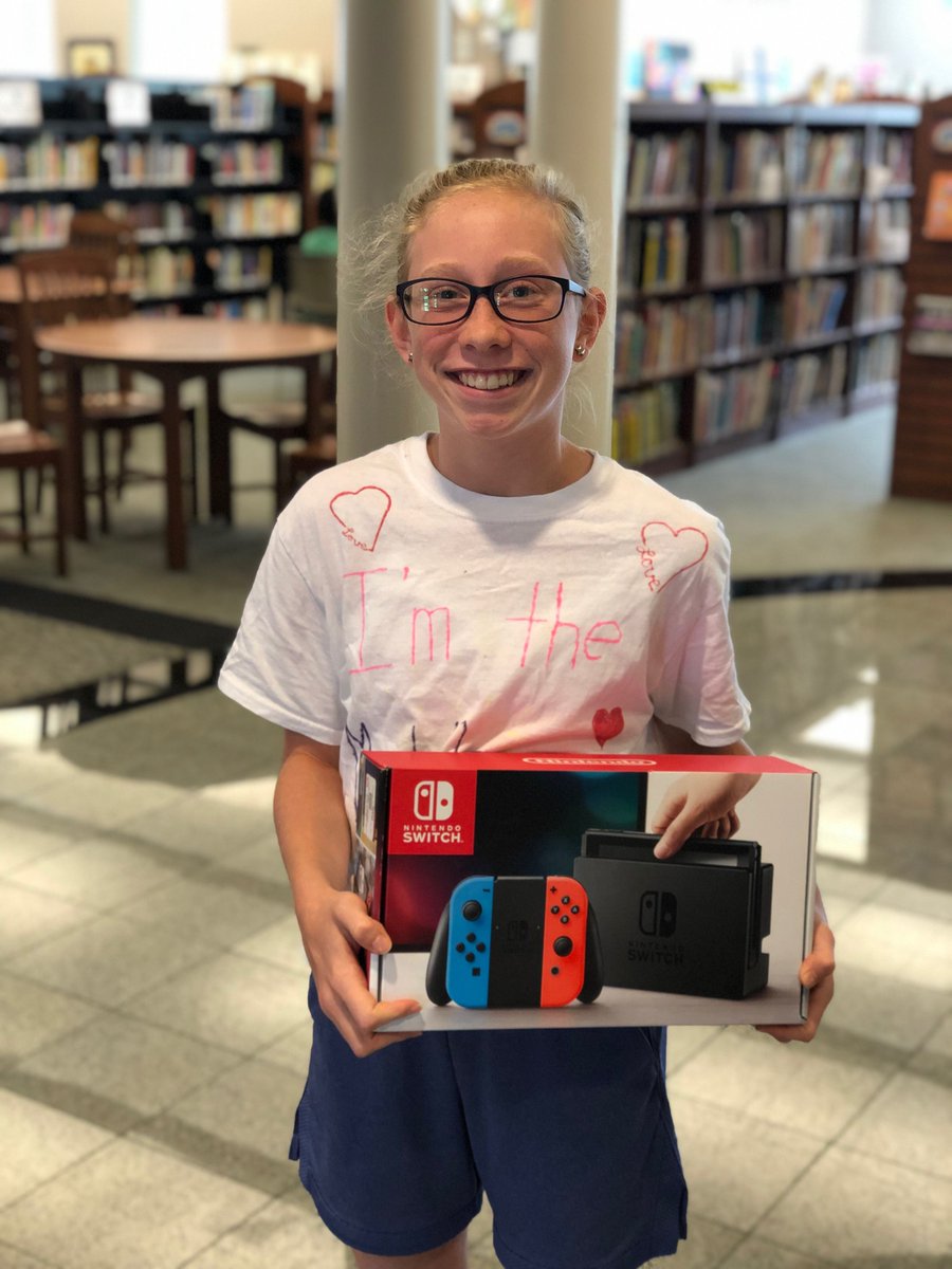 FLPLTeens's tweet photo. Congratulations to our Summer Reading grand prize winners! We gave away two $100 Amazon gift cards. Alex won one for coming to events and Mya won one for reading books! And Evelyn won the drawing for the Nintendo Switch! https://t.co/SfyS2nIWgX