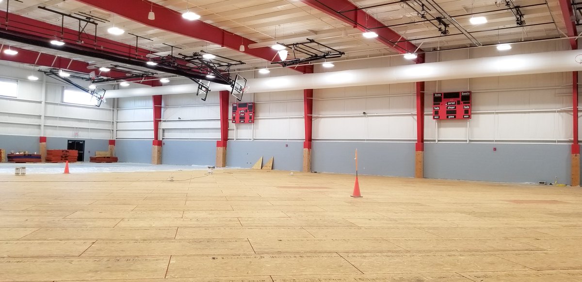 MartinRiley_ae's tweet photo. Progress is coming along with the new Jr. High Gym project at Blackford County Schools with The Hagerman Group. 90% of the finishes are completed in both the new Gym and the renovated JROTC and locker rooms. New Wood Gym Floor is being installed. https://t.co/288OUaQVRa