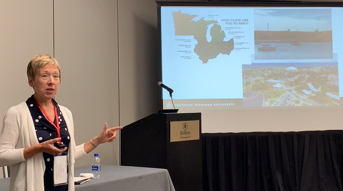 DrJoseCabrales's tweet photo. Gerri Daniels, Executive Director of Admissions from @NorthernMichU sharing promising practices in enrollment management in #RuralHigherEd! @AASCU #SummerAcademicAffairs https://t.co/fPq24Rr3oH