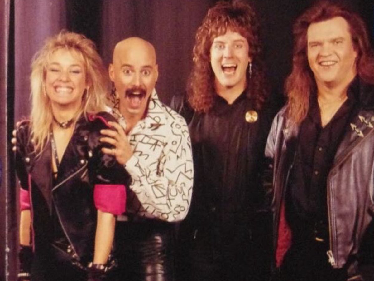 Flashback Friday !,, today we have a rare photo from my 1980s Meatloaf days , here I am with Meat and uber Drummer Chuck Burgi and The Fabulous Amy Goff(singer) 🎤🎤🥁🎸⭐️⭐️⭐️⭐️