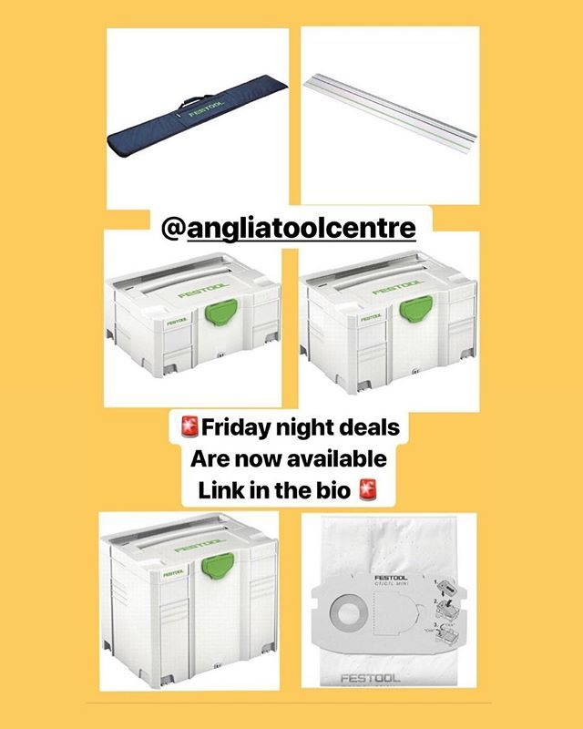 Friday night deals are now live , thanks to @angliatoolcentre for these great deals. Link in the bio 🚨🚨#festool #festoolme #guiderail #guiderails #systainers #featoolmidi ift.tt/2YcA9Ms