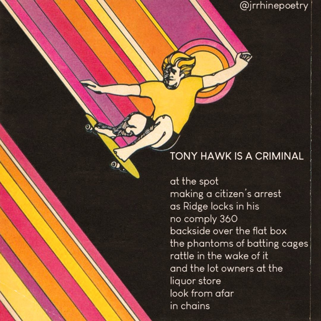 jarjarrhine's tweet photo. If skateboarding is a crime then @tonyhawk is a criminal and this is a poem. @berrics
#tonyhawkweek #theberrics #skateboardingisnotacrime https://t.co/q2g1cn4fQn