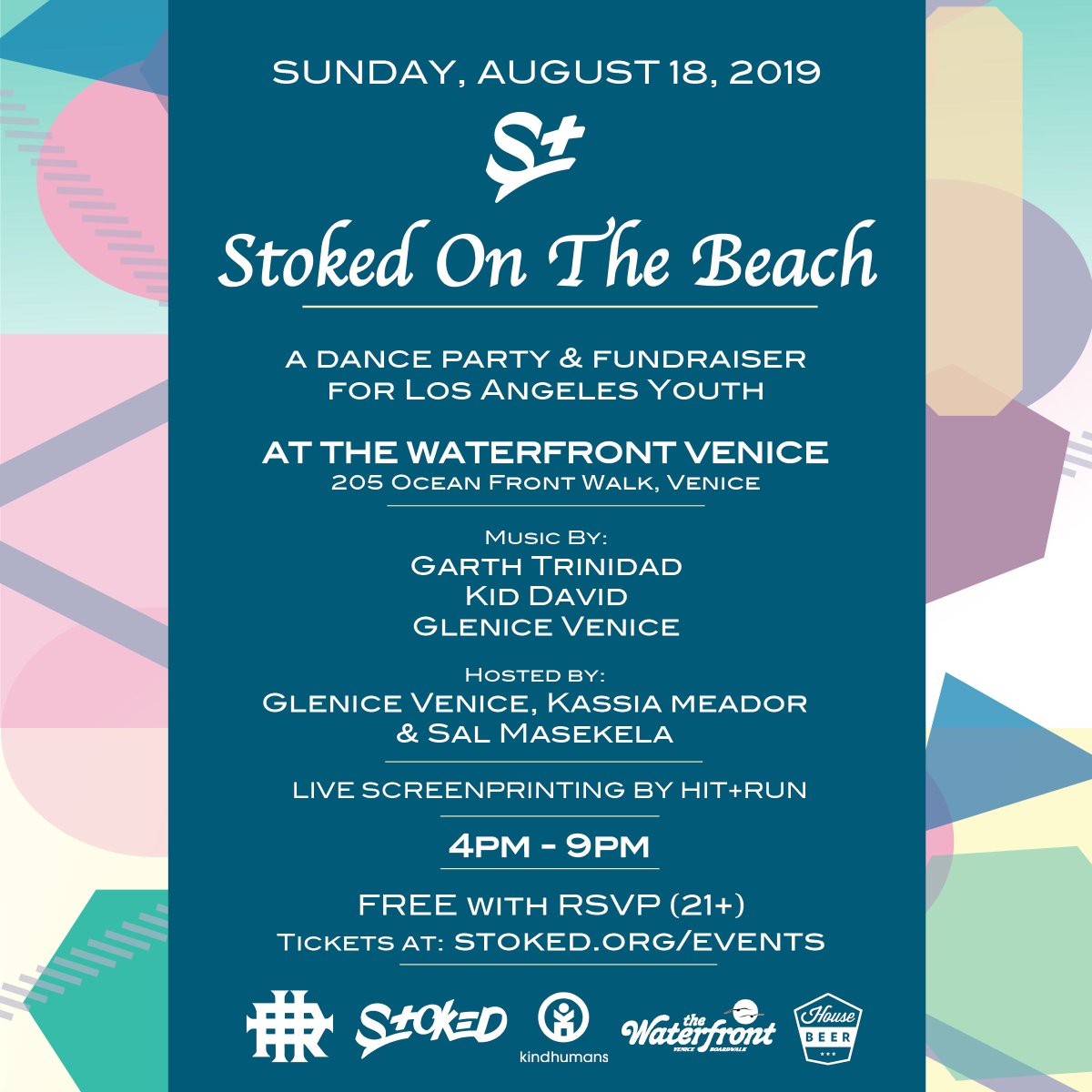 Get your tickets for Stoked on the Beach - a beach dance party hosted by Glenice Venice, @SalMasekela and Kassia Meador! Music from Glenice Venice <a href="/garthtrinidad/">Garth Trinidad (he/him)</a> <a href="/KIDDAVIDrr/">KID DAVID</a> Come by on Aug 18 4-9pm at the Waterfront Venice. Free tix available here:buff.ly/32ypY38