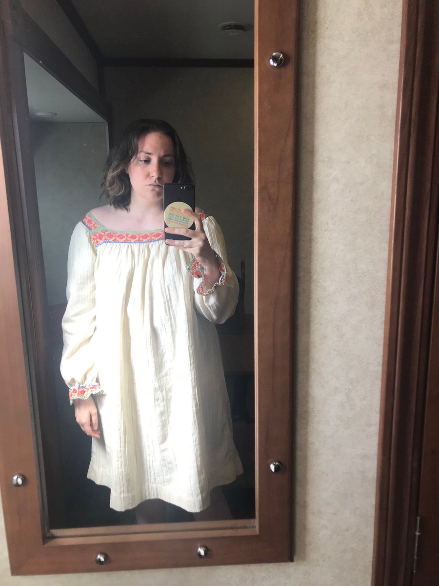 lenadunham's tweet photo. It’s not every day I get to wear a mumu, go barefoot, flirt with #BradPitt, and join a cult… as a job. Today @OnceInHollywood comes out. Get thee to the theatre to see this gem of cinematic history. https://t.co/ngl9HNy3aY https://t.co/YCg2AlYRCB