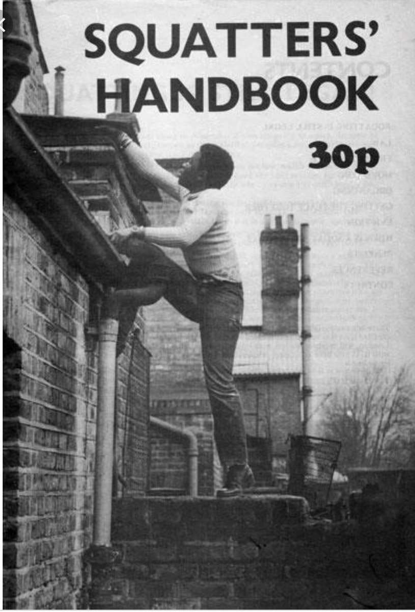 This image of the front of the Squatters Handbook which I think was produced out of the Freedom press building was pointed out by  @aaocarroll who appears in one of the photos upthread along with the retrospective piece from the V&A site here  https://www.vam.ac.uk/blog/disobedient-objects/made-possible-by-squatting-myth-memory-mimesis