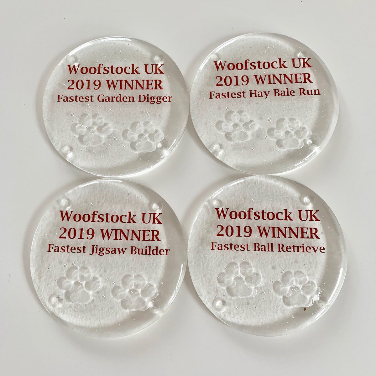 woofstockuk's tweet image. So here they are. Will your pooch walk away with one of these pawsome #woofstockuk2019 trophies? Thank you @Studio56fg for producing these beautiful works of art yet again. 🐾🐕♥️🏆