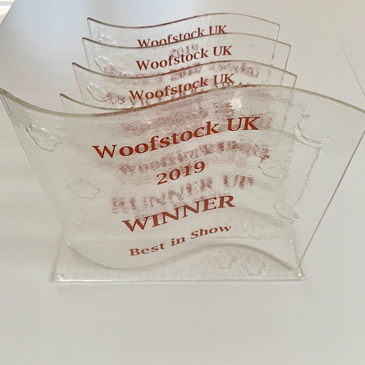 woofstockuk's tweet image. So here they are. Will your pooch walk away with one of these pawsome #woofstockuk2019 trophies? Thank you @Studio56fg for producing these beautiful works of art yet again. 🐾🐕♥️🏆