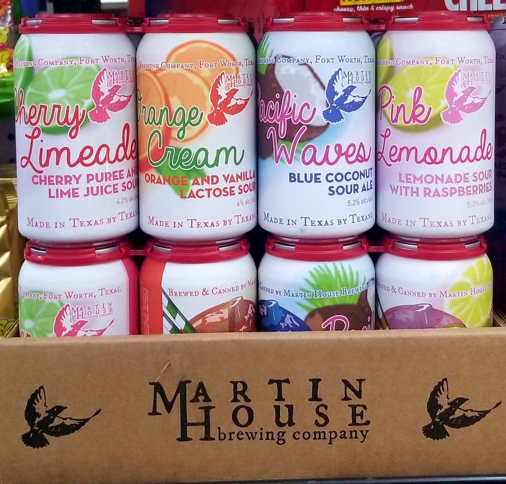Bobcatkorner's tweet photo. New @MartinHouseBrew The Drive-In Sour Series! This 4pk contains 4 different sour ales - Pacific Waves (yes, it's really blue), Cherry Limeade, Orange Cream and Pink Lemonade now available at @Bobcatkorner #beattheheat #river #sanmarcos https://t.co/zjIBXPRg0I