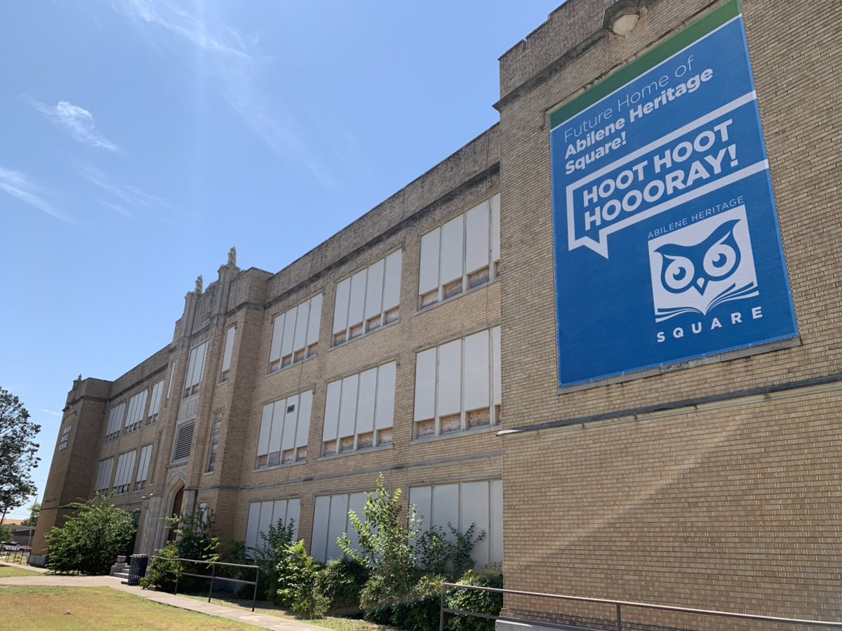 CityOfAbilene's tweet image. Lookin’ pretty official! Congratulations to the folks behind Abilene Heritage Square🦉📚#futurelibrary