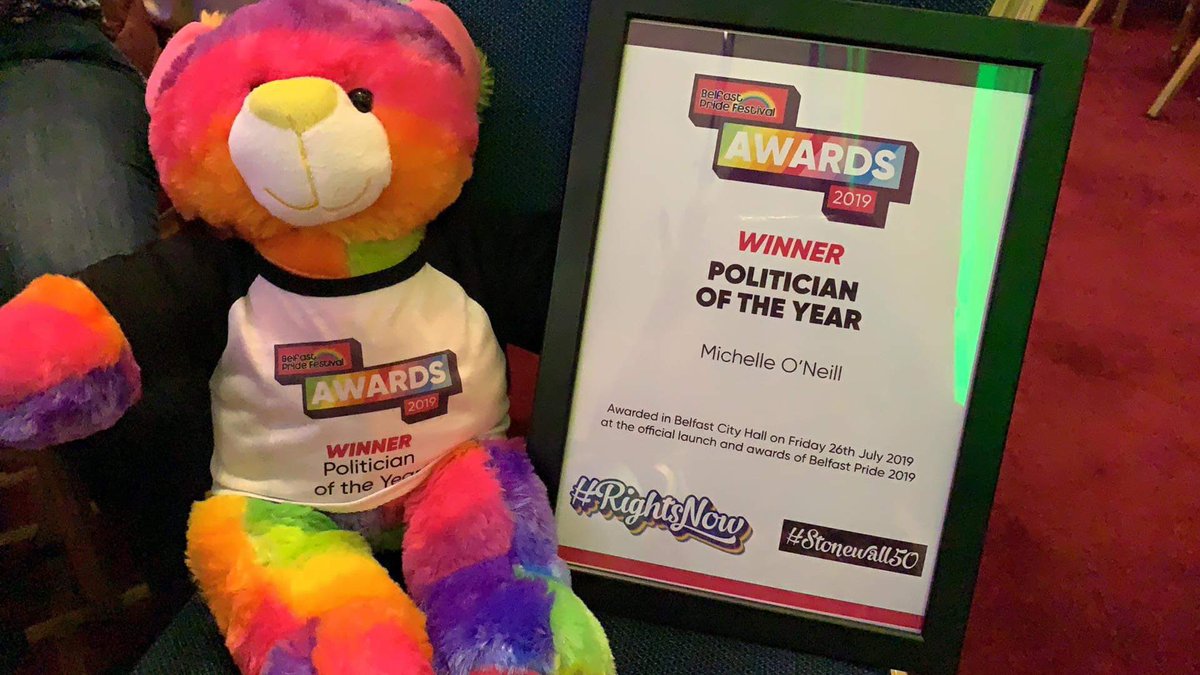 moneillsf's tweet image. Honoured and delighted to have won Politician of the Year 2019 this evening at the @BelfastPride awards. 

I stand with you today and everyday in the struggle for equality. 

Go raibh míle maith agaibh to all those that voted for me and all the nominees!

#BProud2019 🏳️‍🌈✊🏼
