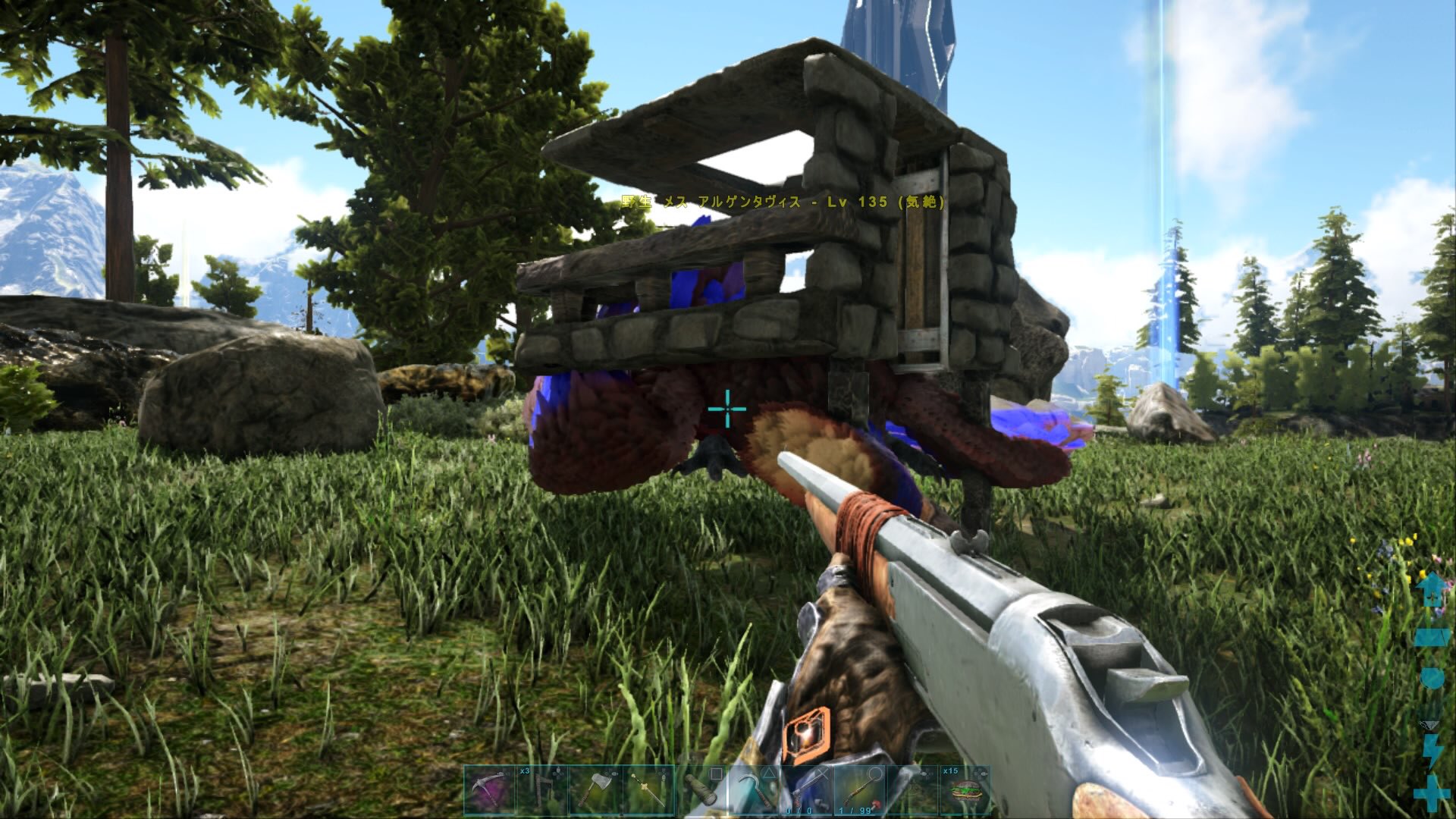 マコ え まだディノゲートでアルゲンテイムしてるって 最新のトレンドはこれだぜ いつものトラップの半分以下の資材と現地でパパッと作れるお手軽さ なんと今なら円でご提供 体力おばけのアルゲンだってこの通り Ark Ps4 マコ鯖