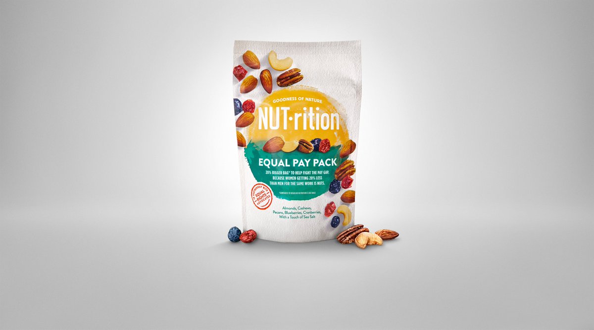 LauraDern's tweet photo. Introducing the Equal Pay Pack: a 20% bigger bag of @NUTritionSnacks that benefits @EqualRightsAdv and helps fund a legal helpline for those experiencing a pay gap in their workplace. #paygapisnuts #closethegap #ad https://t.co/PdqpNiCpSj https://t.co/GhHzjQxmip