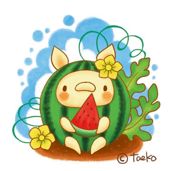 Taeko Ozaki ドイツ在住のイラストレーター Sur Twitter スイカの日 スイカの似合う季節になりましたね ７月２７日は スイカの日 Illustration Pig Summer Watermelon Sun Bluesky Cloud イラスト ぶた 夏 スイカ 太陽 青空 雲 Schweinchen