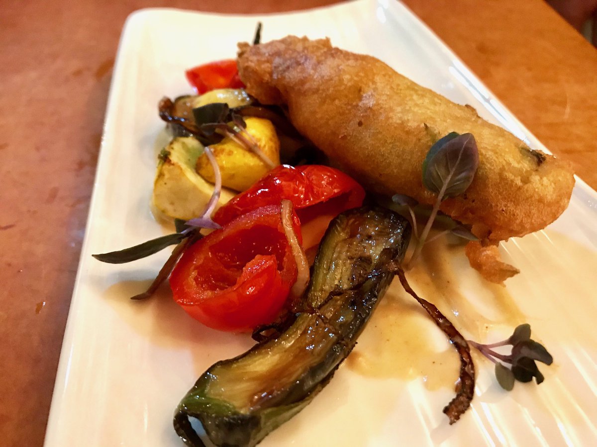 Goat Cheese Stuffed Local Squash Blossom