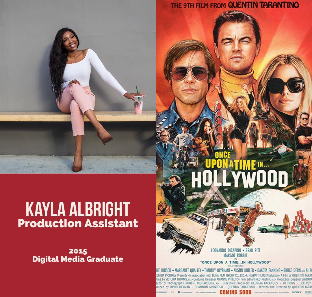 ButlerTechMedia's tweet photo. Congrats to 2015 Digital Media Graduate Kayla Albright who worked on Quentin Tarantino's latest film Once Upon a Time in Hollywood! 🎬🍿🤩 @ButlerTech @nwlocal https://t.co/Nx8NUJdatJ