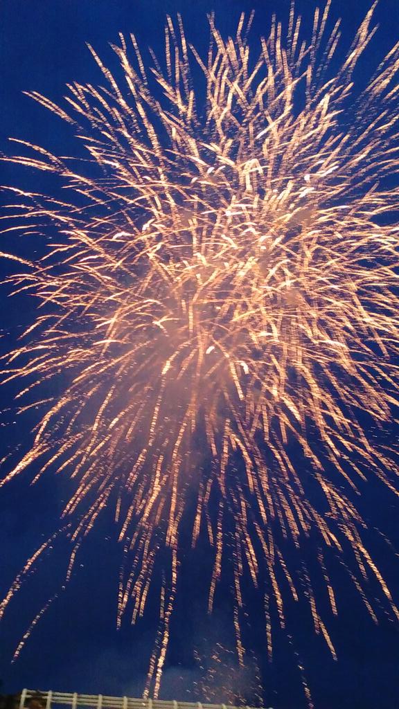 Twitter 上的 しろくまと世話係 プロ野球の花火 球場のすぐ横から 打ち上げるので 近すぎて 全体が写らないけど その分 迫力がありました 花火を見ると夏の到来を 感じますね ゞ そ そう言えば 春も見た気が 花火 ナイター T Co