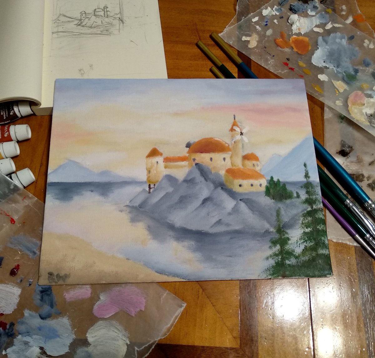 BaydenCraft's tweet photo. An old observatory ~ oil on canvas panel https://t.co/wCz5kpZTVk