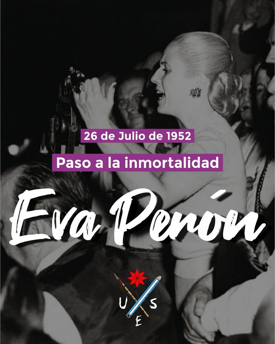 UESRosario's tweet photo. • PASO A LA INMORTALIDAD DE EVA PERÓN•
.
.
A 67 años del paso a la inmortalidad de Evita, la seguimos recordando como la mujer que se transformo para siempre la historia Argentina
.
.
Hoy más que nunca tenemos que seguir apostando para que vuelva la paz, el amor y la igualdad. https://t.co/Qz6aL1KGwN