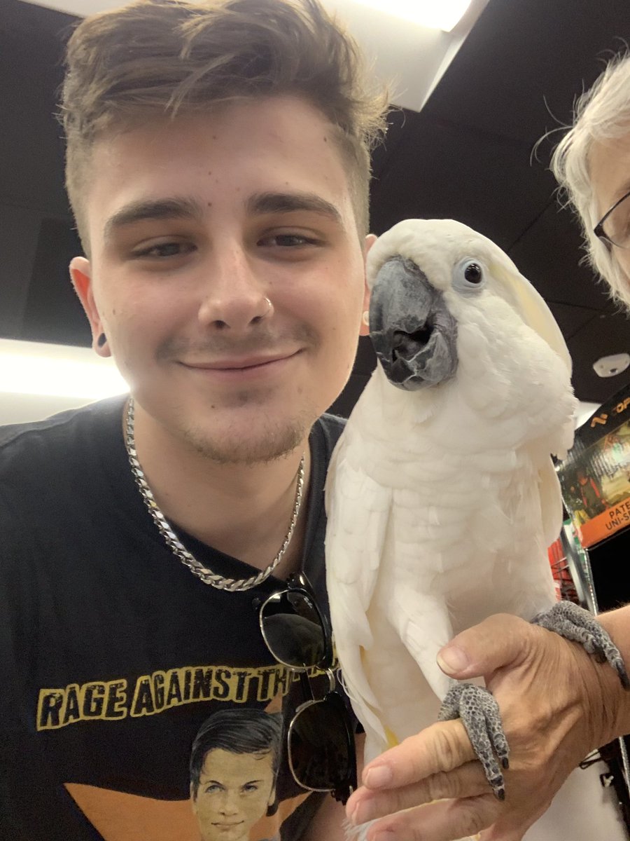 V3_GS's tweet photo. So I thought this lady had a stuffed animal then it turned and looked at me 😂😂 lady had a whole ass bird in Circle K https://t.co/o6n3WAbcBD