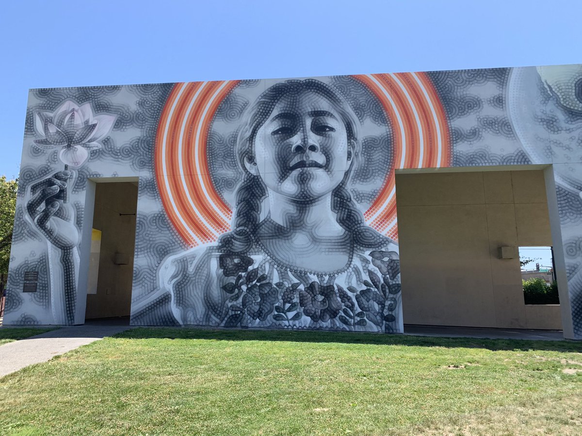 Mural of girl holding flower