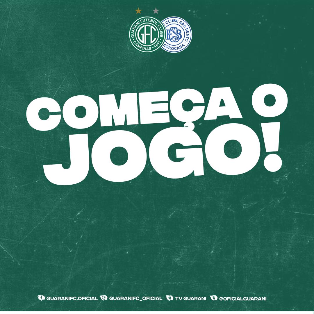 guaranifc's tweet photo. #GUAxSBN | 1º T - 1' | 0 x 0 | COMEÇA O JOGO! Bola rolando para Guarani e São Bento. Avante, avante meu Bugre #VamosBugre #JuntosSomosMaisFortes https://t.co/SsZylMBntY