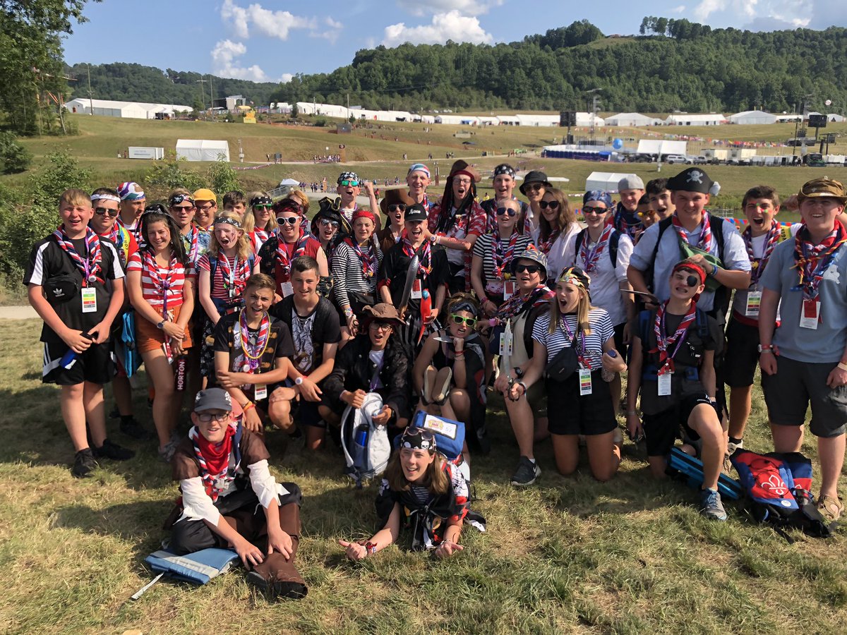 ESussexWSJ2019's tweet photo. Tonight we are dressed as Smugglers... because we AAAARRRRGGggh! #UnityShow #WSJ2019USA #UK24WSJ #ScoutJamboree #eastsussexsmugglers @ukcontingent https://t.co/hYwFtY5ufd