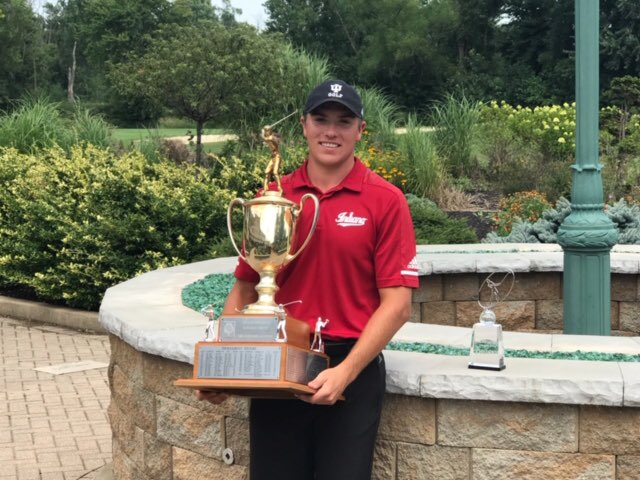 IndianaMGolf's tweet photo. ๐ His trophy case just got a little bigger!!!
With rounds of 64-67-73, rising sophomore @MitchDavis54 is the #NorthernAm champion by 4 strokes! https://t.co/H79Bq8mgH7
