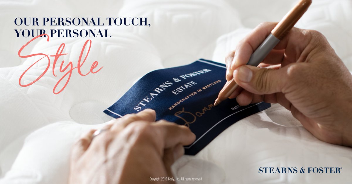 ArtVanPureSleep's tweet photo. Did you know that each Stearns &amp; Foster mattress is handcrafted by a team of Certified Master Craftsmen? They even sign off on the final product so you know exactly who is helping you achieve a better night's #sleep. ☁️ #uncoverexceptional
Learn More: https://t.co/vmdJ2almY7 https://t.co/bMSkC14Ppo