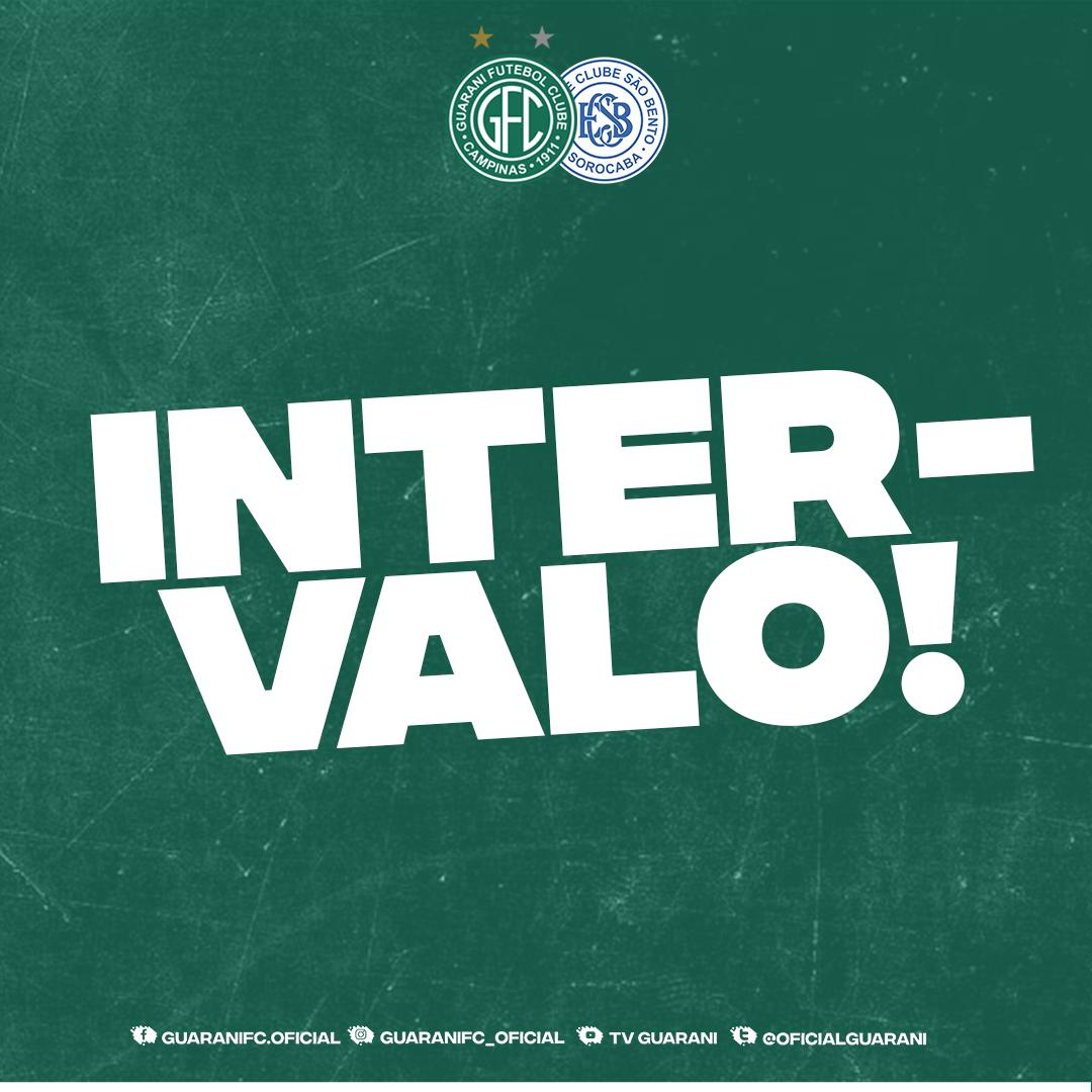 guaranifc's tweet photo. #GUAxSBN | 1º T - 45' | 1 x 0 | FIM DO PRIMEIRO TEMPO! Termina a primeira etapa no Brinco. O Bugre vai vencendo o São Bento por 1 a 0.  #VamosBugre #JuntosSomosMaisFortes https://t.co/L5cgj5U87s