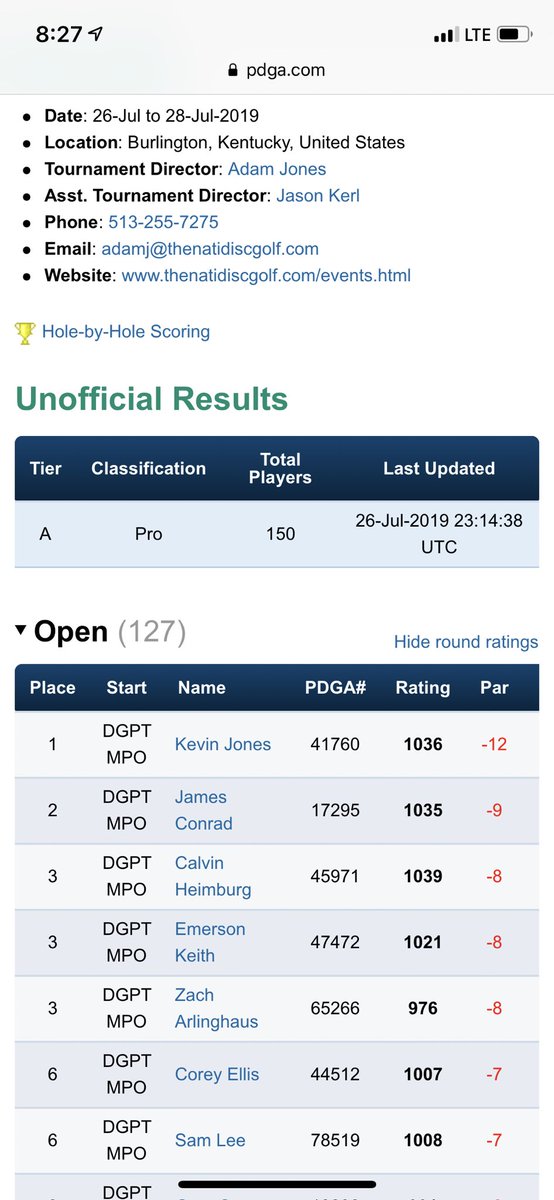 Zach’s tied for 3rd after 1 rd in the disc golf pro tour #bedynamic
