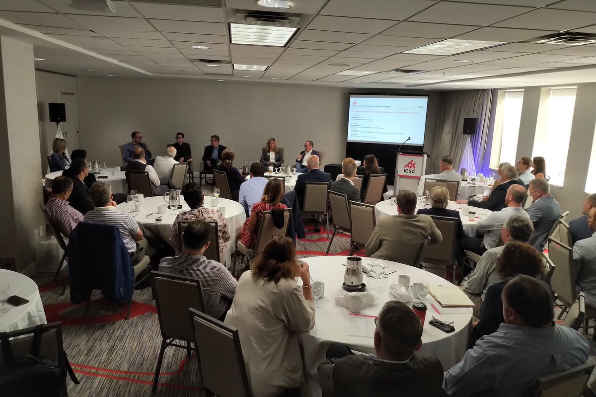 SenKristaRoss's tweet photo. Capped off the week as a panelist at the @ICSC Atlantic Conference. “The new reality of retail and implications on regional economies” panelists were @fgionet @robaudoux #JeffCyr & yours truly. Moderated by #PeterMacKenzie. Thanx @MonctonChamber for hosting! https://t.co/IxIVzcwvP6
